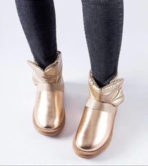 Delaune silver shiny short snow boots