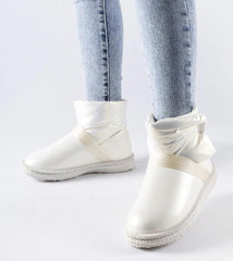 Delaune silver shiny short snow boots