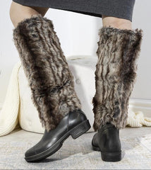 Grey wellies with fur lining knee-high boots