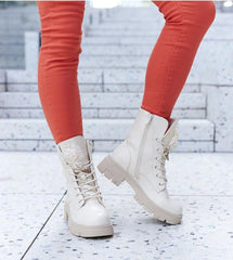 Beige boots with decorative beads