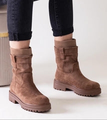 Modern slip-on brown boots with sock