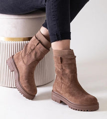 Modern slip-on brown boots with sock