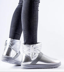 Delaune silver shiny short snow boots