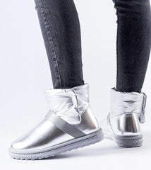 Delaune silver shiny short snow boots