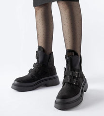 Black Glen platform boots with buckles