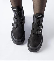 Black Glen platform boots with buckles