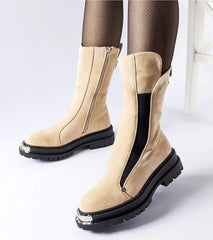 Beige insulated Bologna boots