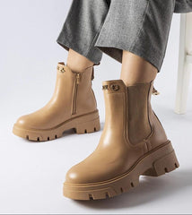 Beige insulated decorative boots