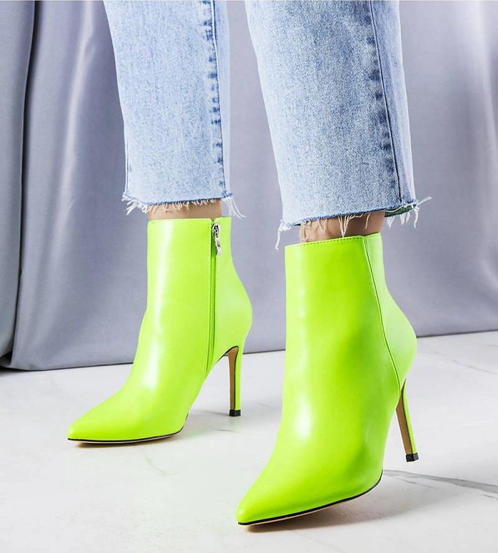 Green eco-leather stiletto boots