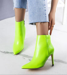 Green eco-leather stiletto boots