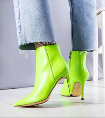 Green eco-leather stiletto boots