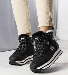 Black warm fur winter sneakers