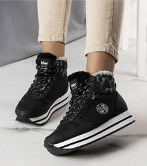 Black warm fur winter sneakers