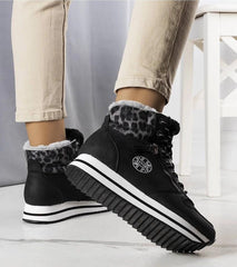 Black warm fur winter sneakers