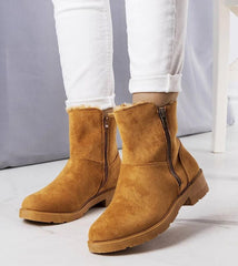 Brown high sole warm faux fur boots