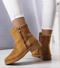 Brown high sole warm faux fur boots