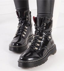 Black fitted ankle upper boots