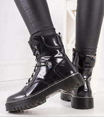 Black fitted ankle upper boots