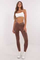 High asymmetrical waist varied texture sport leggings