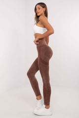 High asymmetrical waist varied texture sport leggings