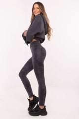 High asymmetrical waist varied texture sport leggings