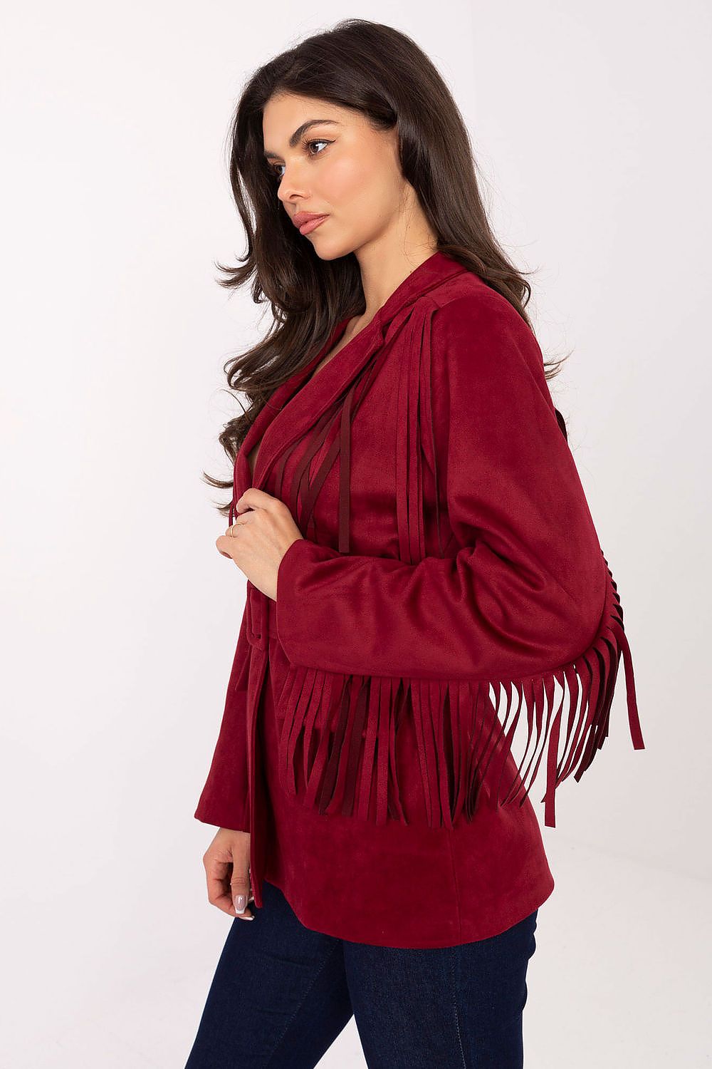 Rue Paris Suede Blazer with Fringe & Belt Secondary image