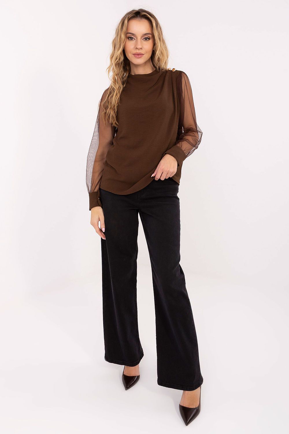 IM Mesh Puff-Sleeve Elegant Blouse Secondary image