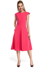 Fitted top mini sleeves classic midi dress