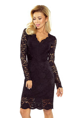 Long sleeves lace elegant evening dress