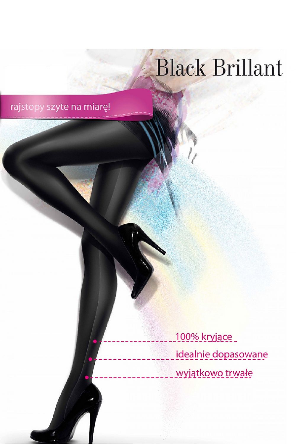 Black Brillant stretchy knitted fabric tights