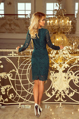 Elegant lace long sleeves evening dress