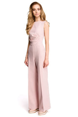 Charming draped top wide legs formal jumpsuit