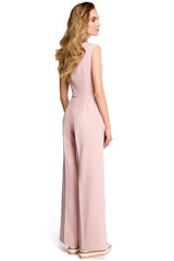 Charming draped top wide legs formal jumpsuit