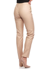 Eco-leather straight legs tube pants