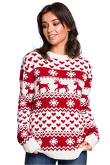 Long winter reindeer Christmas motifs sweater