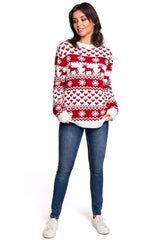 Long winter reindeer Christmas motifs sweater