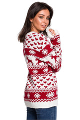 Long winter reindeer Christmas motifs sweater