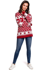 Long winter reindeer Christmas motifs sweater