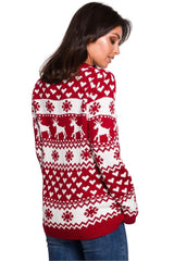 Long winter reindeer Christmas motifs sweater