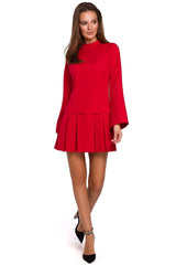 Flared long sleeves collar cocktail dress