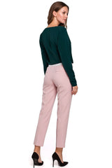 Modern cigarette pants with decorative elastic band