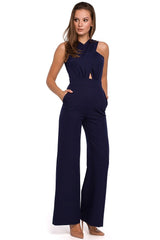 Crosswise stripes on the top overall jumpsuit