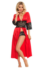 Incredibly romantic lace long negligee with lace shorts