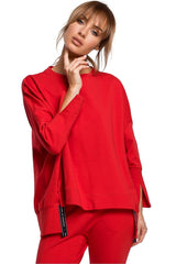 Elegant long sleeves high slits sweatshirt