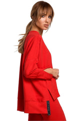 Elegant long sleeves high slits sweatshirt