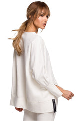 Elegant long sleeves high slits sweatshirt