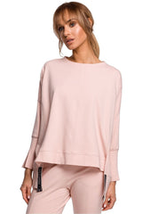 Elegant long sleeves high slits sweatshirt