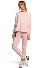 Elegant long sleeves high slits sweatshirt