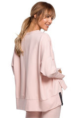 Elegant long sleeves high slits sweatshirt