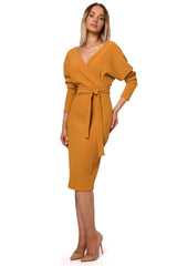 Long sleeves stretchy ribbed day dress